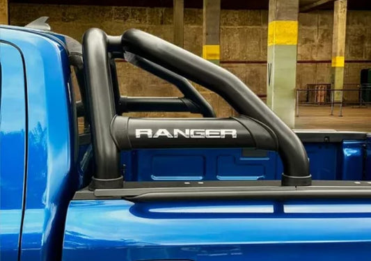 Ford Ranger Next Gen 2023+ Sports Bar w Oval Side Tubes Black - Fits Double Cab and Super Cab Models (Fits Securi Lid 218 & OEM Tonneau Cover)